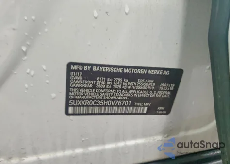 2017 BMW X5 xDrive35I из США, поврежденный, VIN 5UXKR0C35H0V76701